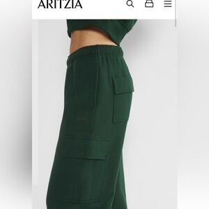 Aritzia “TNA” Cozy Fleece Mega Cargo™ Sweatpant in Scarab (dark green)